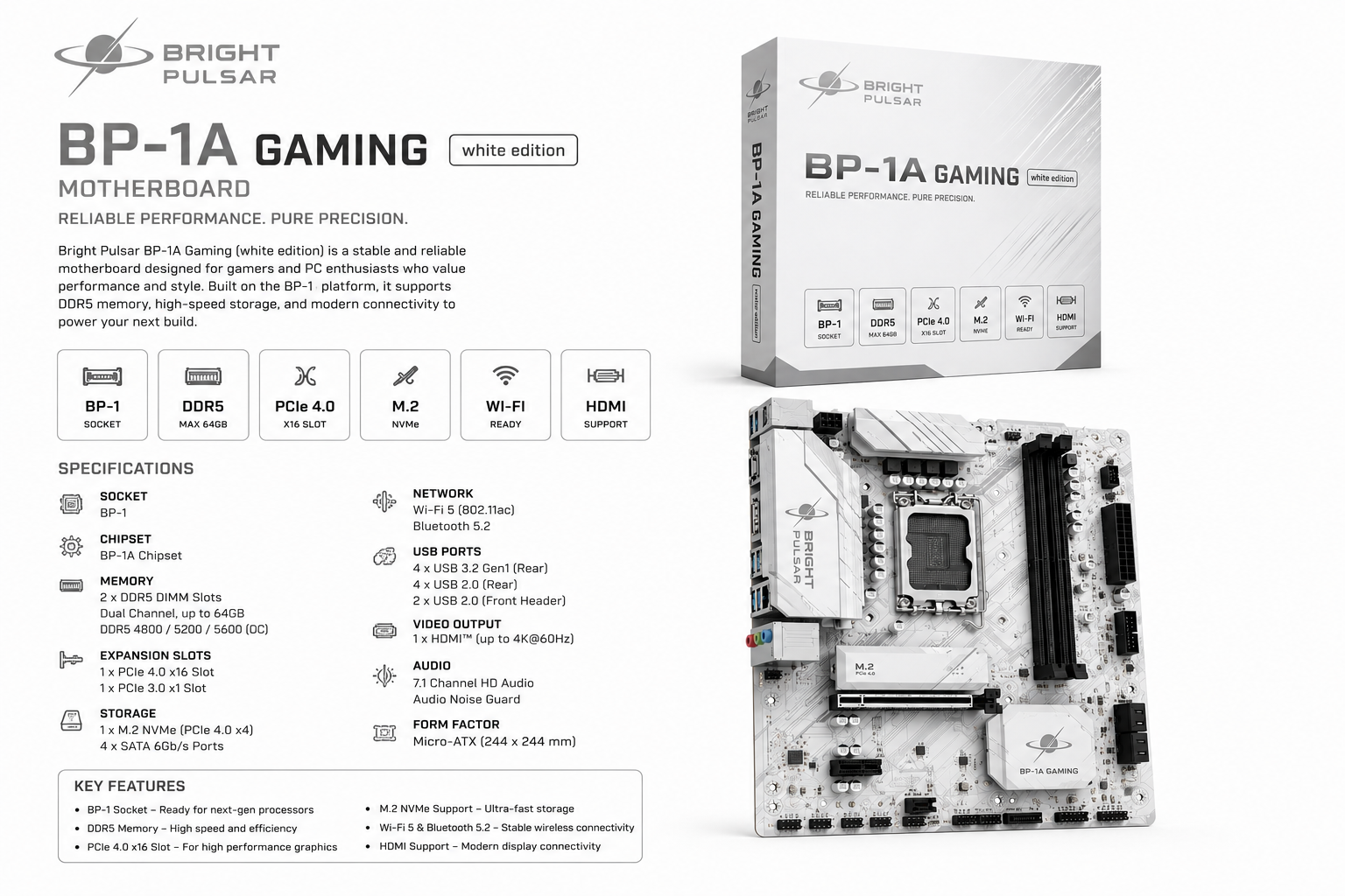 Motherboard Bright Pulsar BP-1A Gaming (white edition) - Image 2